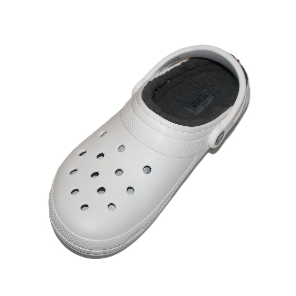 CROCS CLASSIC UNISEX WHITE/GRAY LINED CLOGS